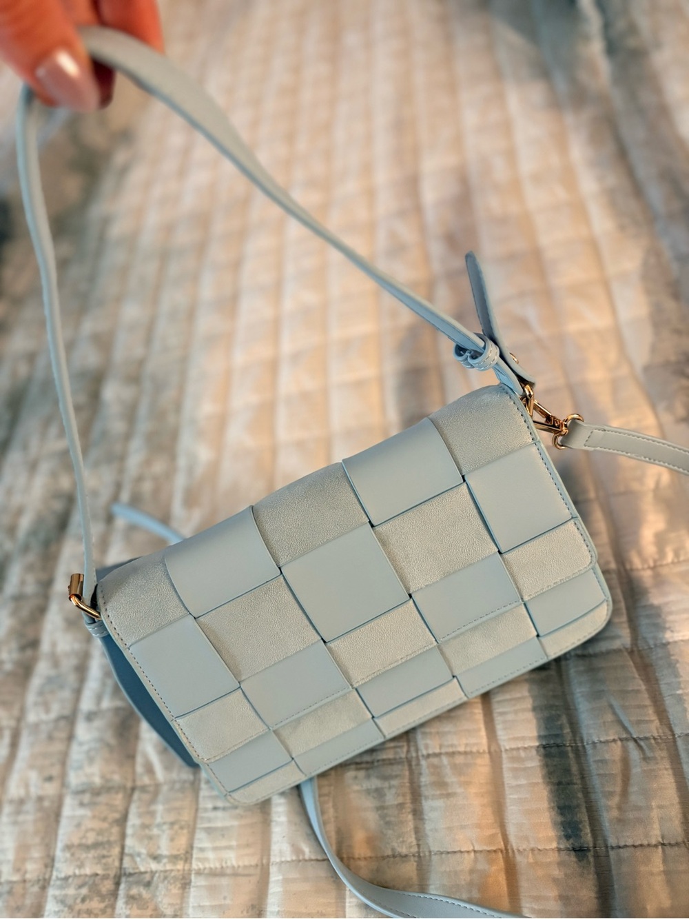 ANTHROPOLOGIE Woven Powder Blue Crossbody Bag
